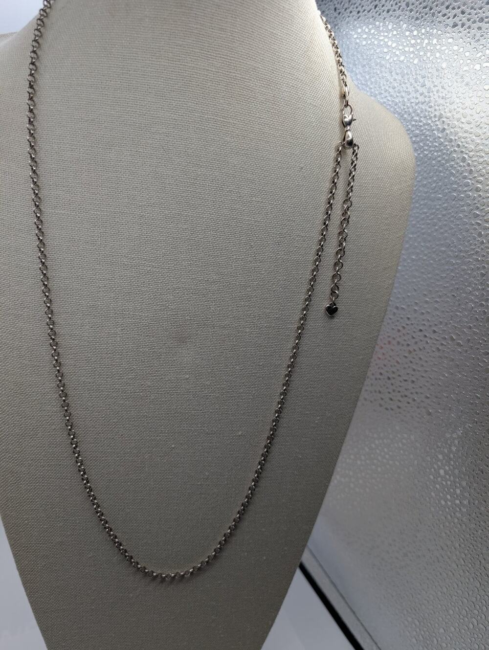 Brighton Silver Tone Rolo Chain Necklace Heart Charm Extender Lobster Clasp